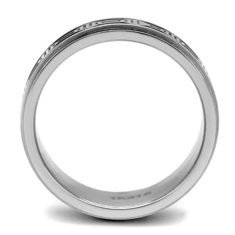 High polished (no plating) Stainless Steel Ring with Epoxy in Jet