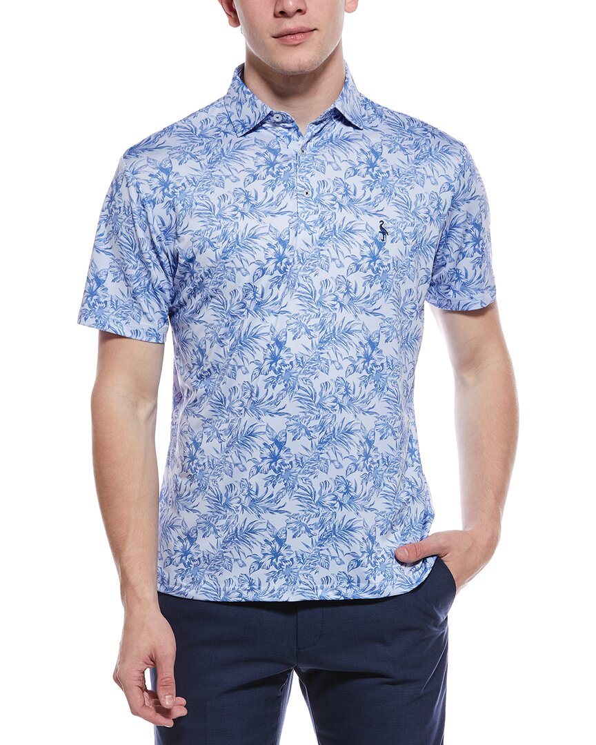 TailorByrd Distressed Tropical Printed Performance Polo Shirt