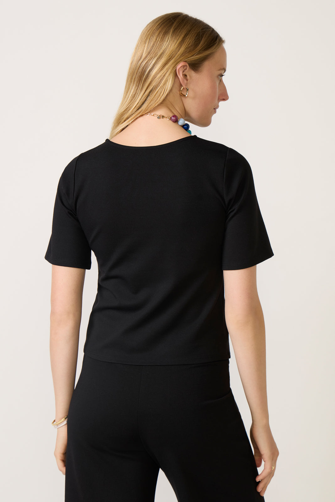 Women's Ponte Knit Short Sleeve Extended Top