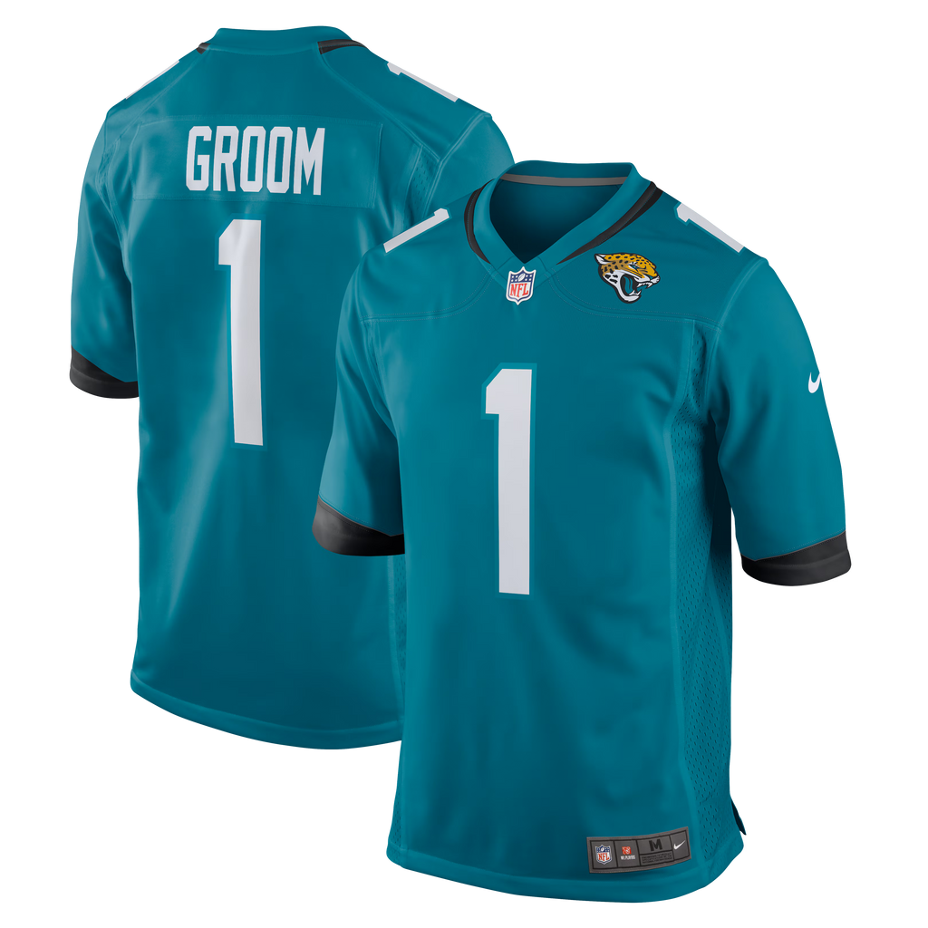 Jacksonville Jaguars Number 1 Groom Teal Game Jersey