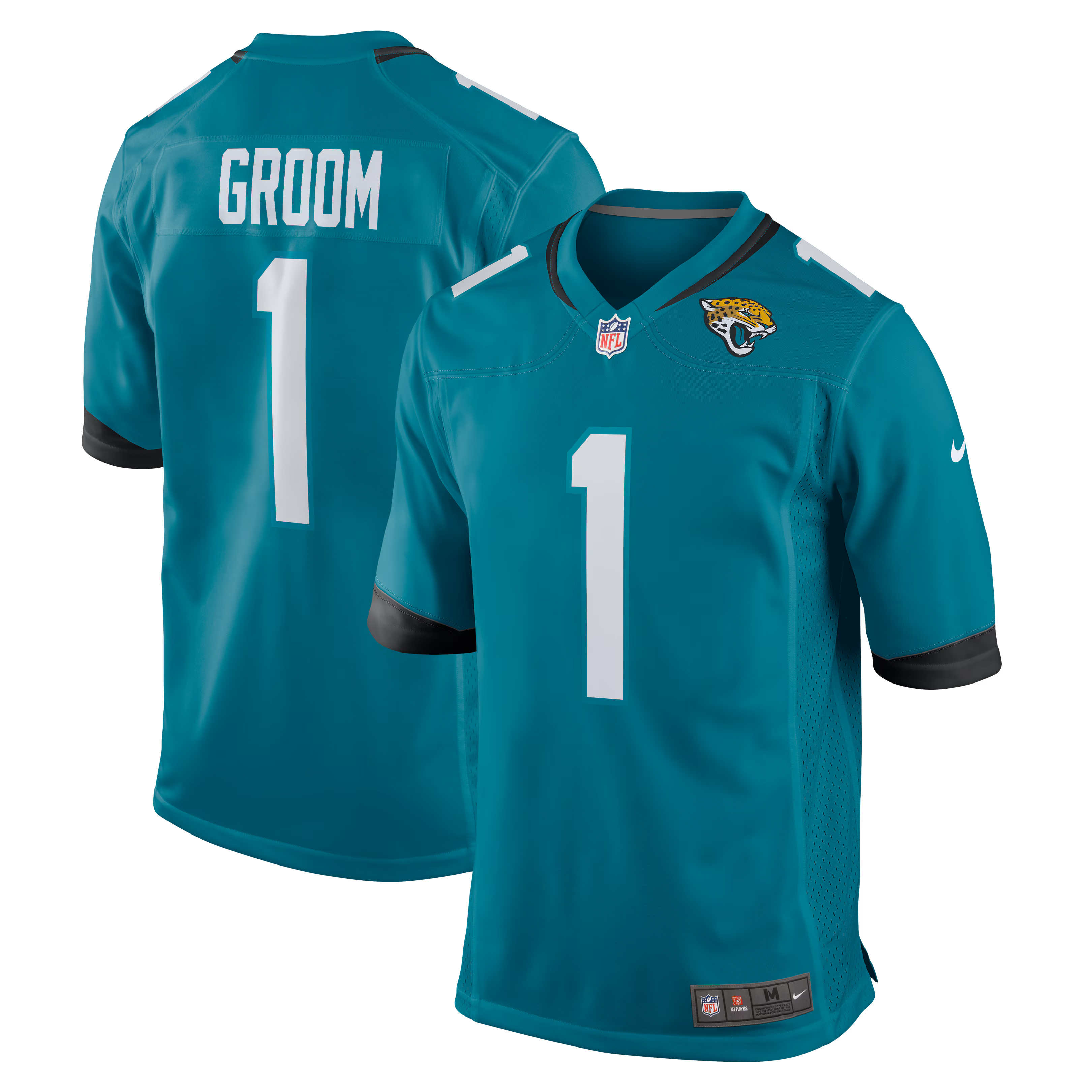 Jacksonville Jaguars Number 1 Groom Teal Game Jersey