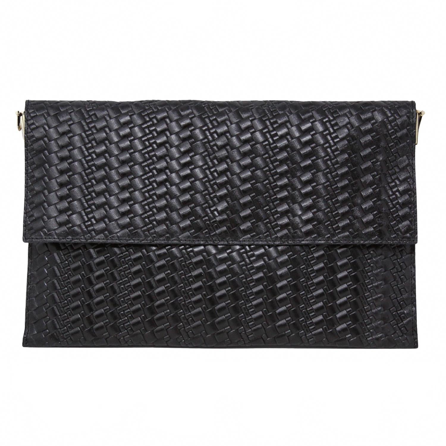 Women's Leather Clutch Crossbody Bag In Black