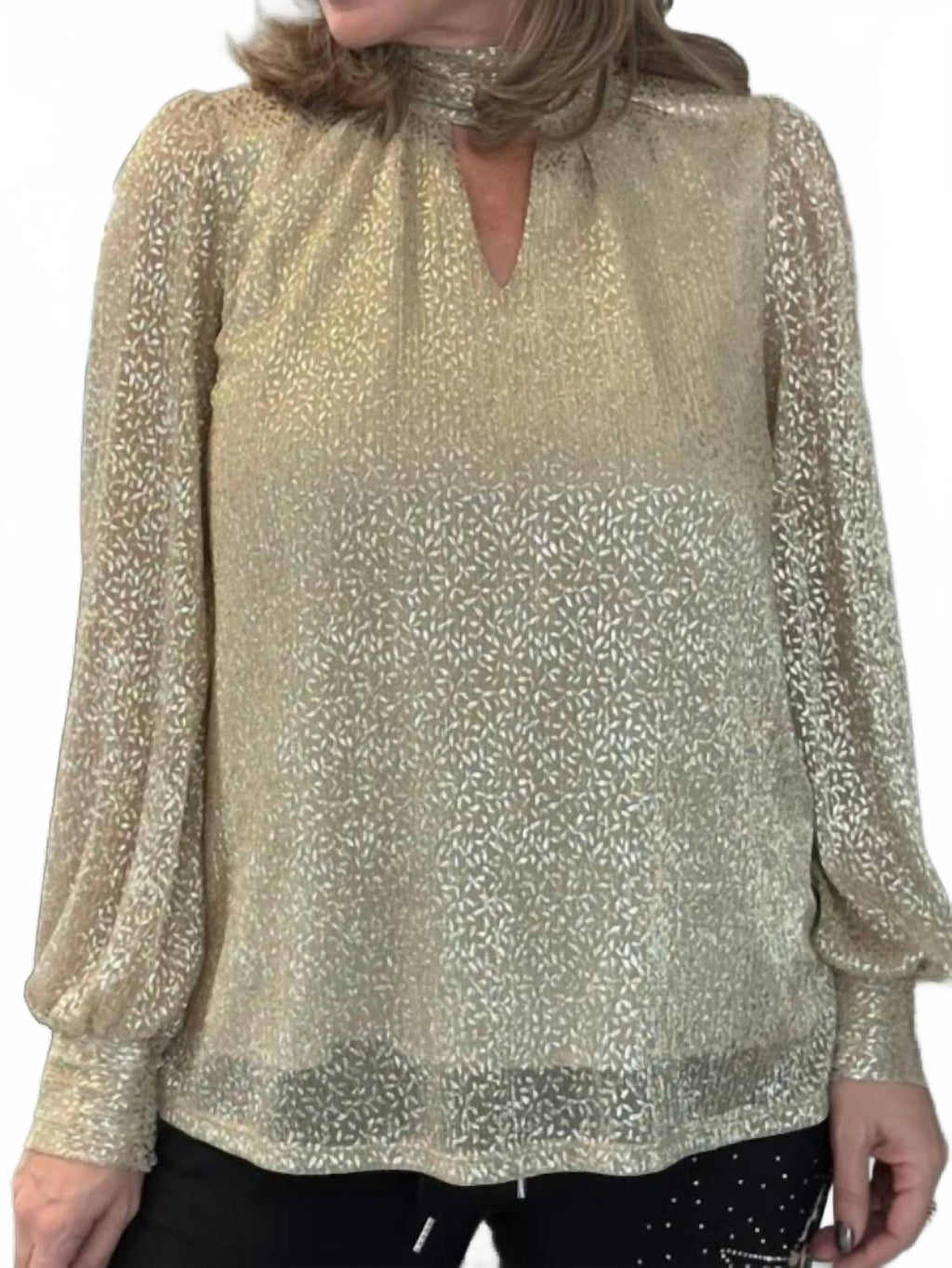 Leaves Long Sleeves Blouse In Gold