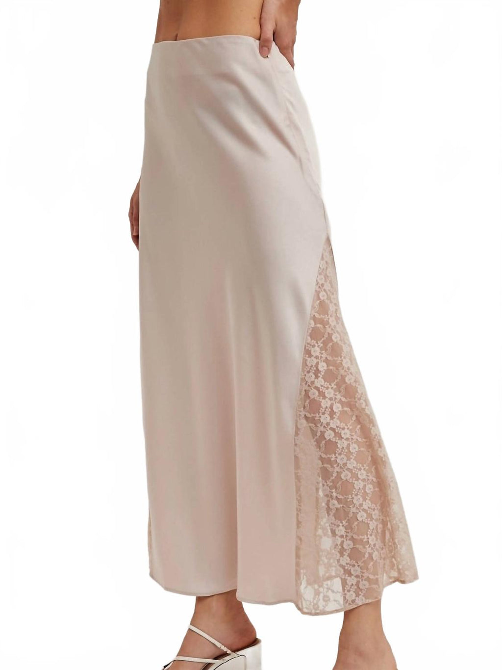Stella Lace Midi Skirt In Pearl
