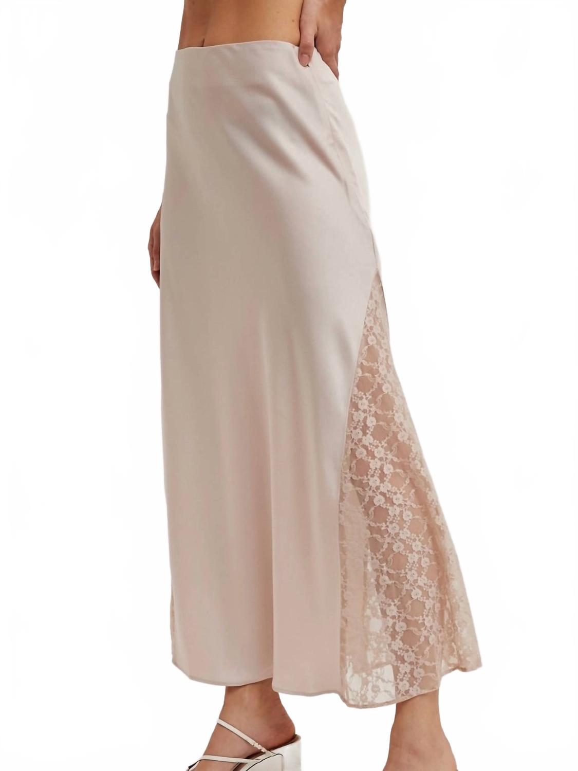 Stella Lace Midi Skirt In Pearl