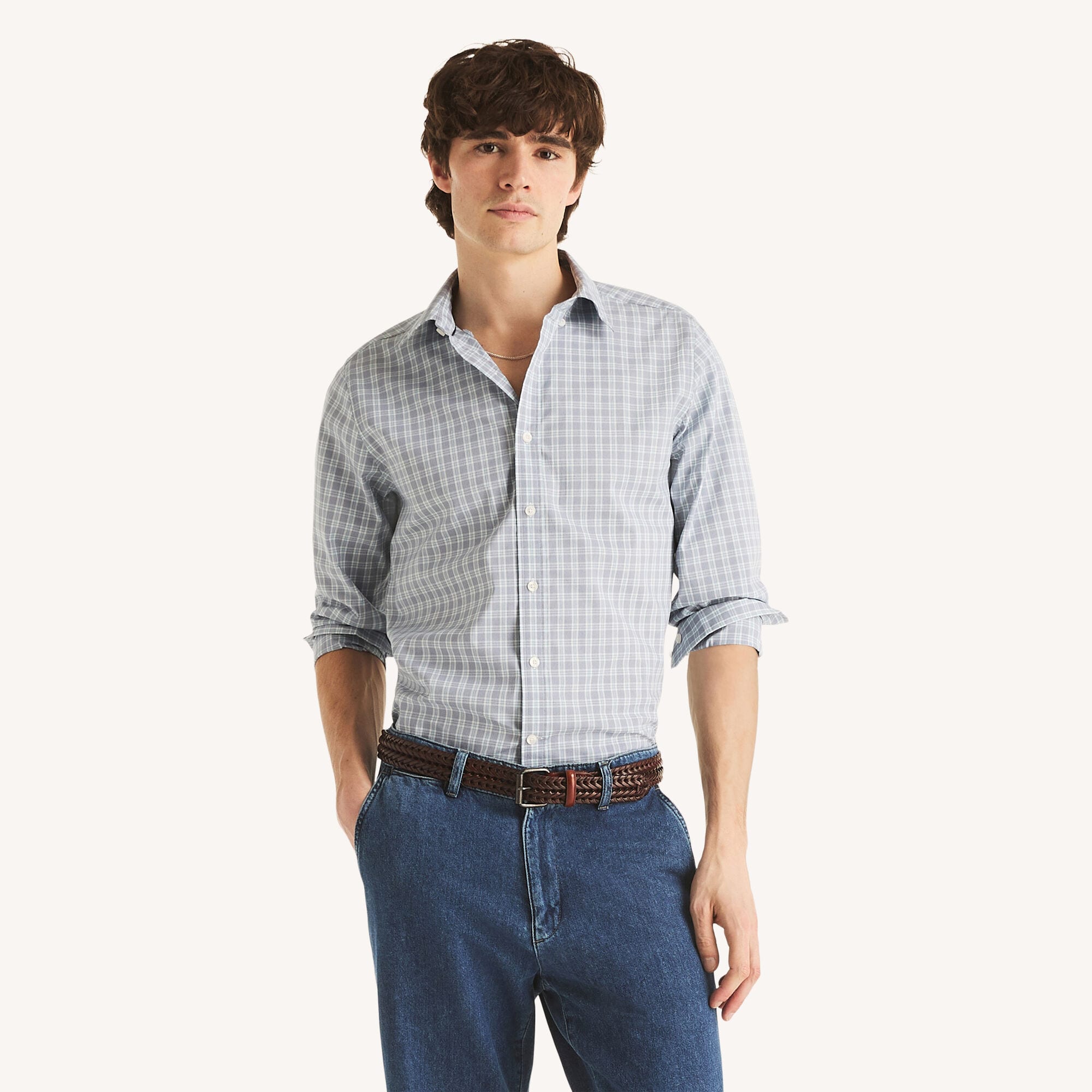 Nautica Mens Slim Fit Wrinkle-Resistant Plaid Shirt