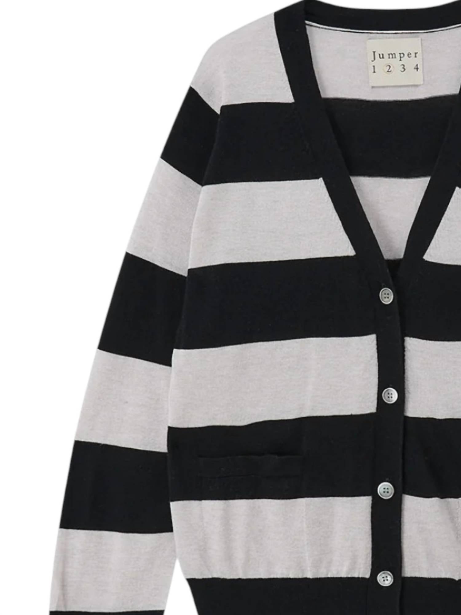 Women's Slinky Stripe Cardigan In Black Foggy