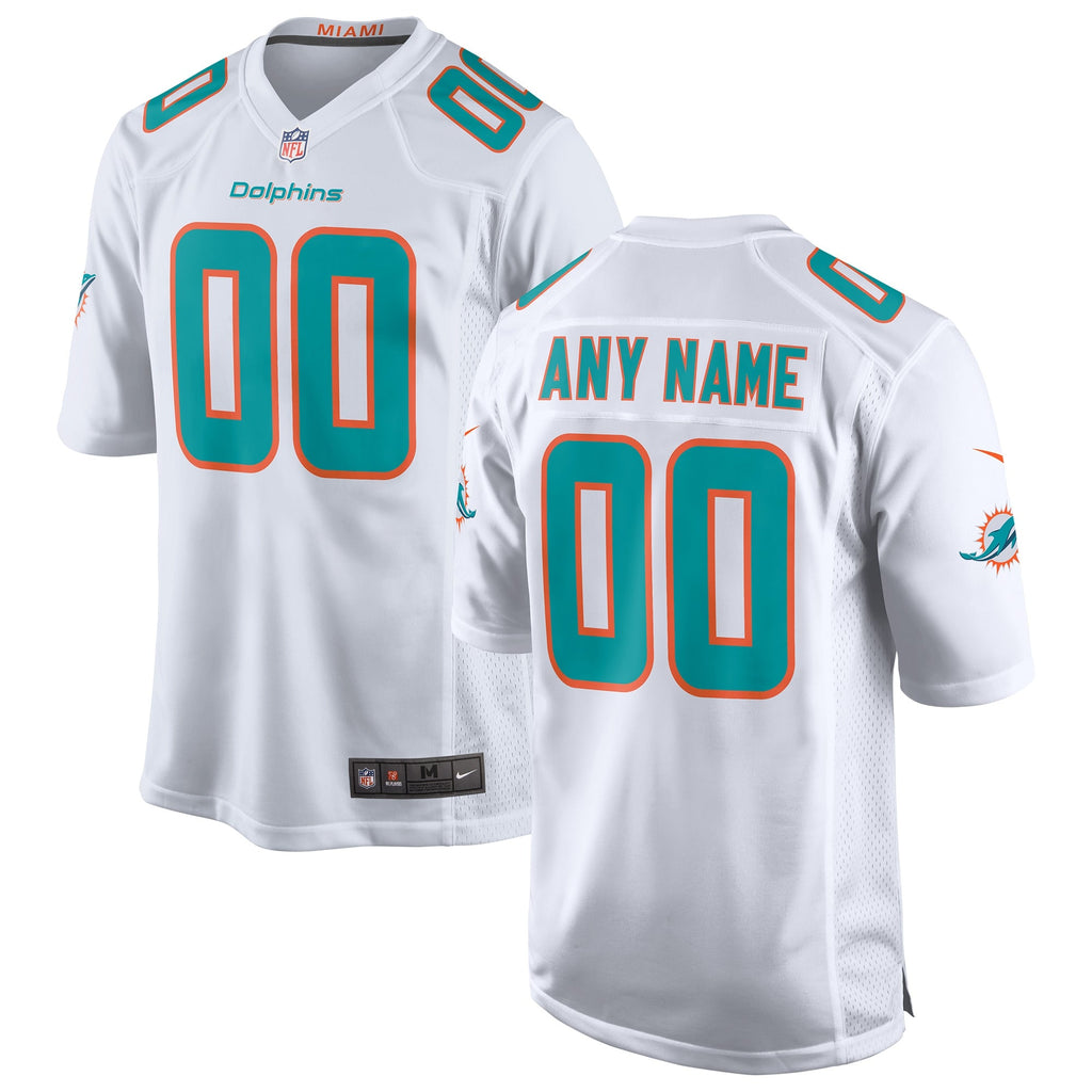 Miami Dolphins White Custom Game Jersey