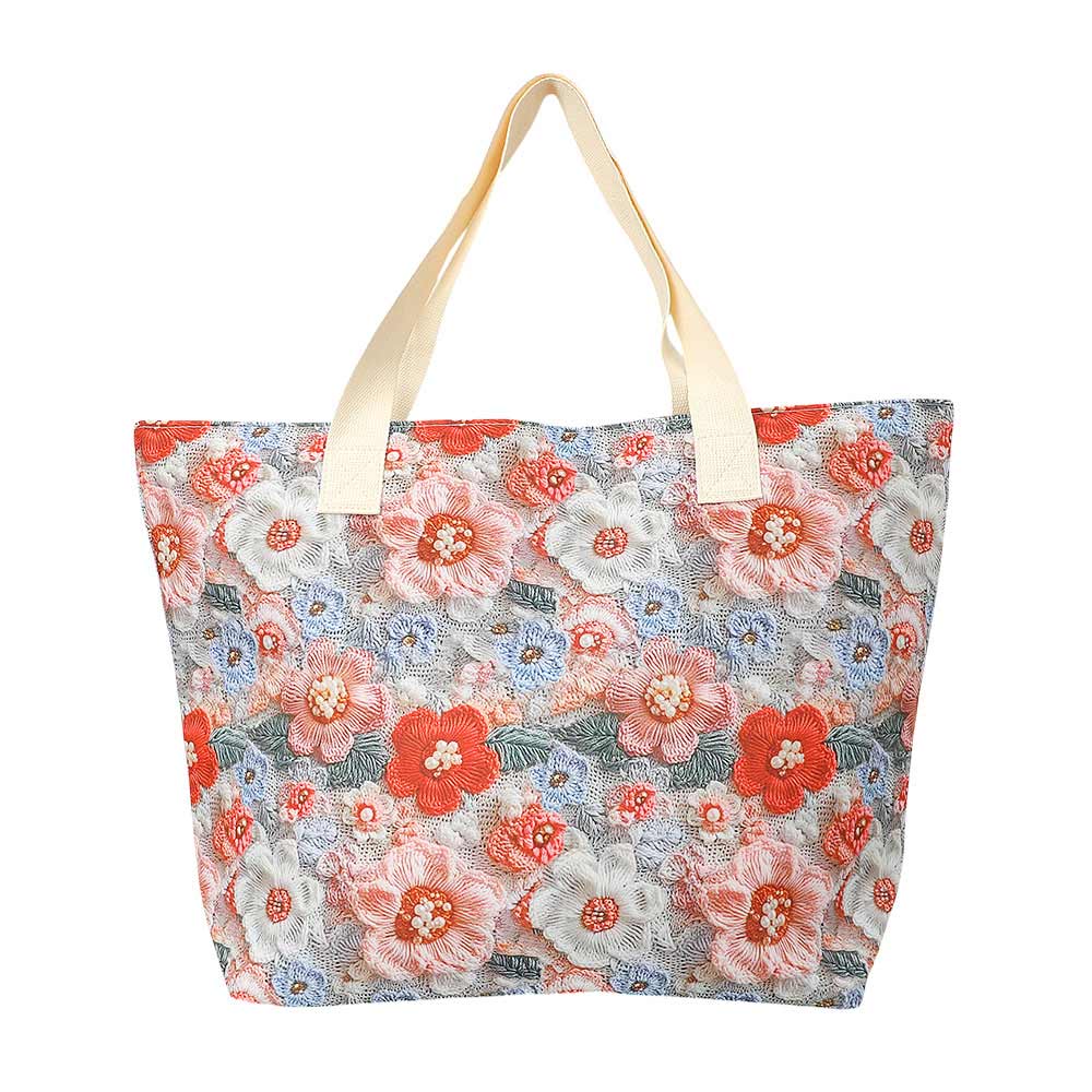 Floral Pattern Print Large Shoulder Tote Bag