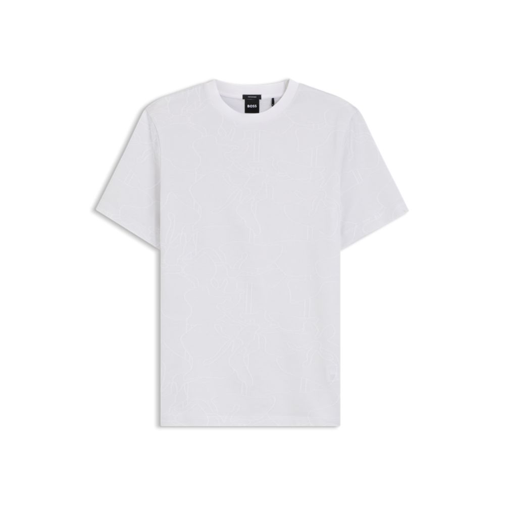 Jacquard-pattern T-shirt in cotton