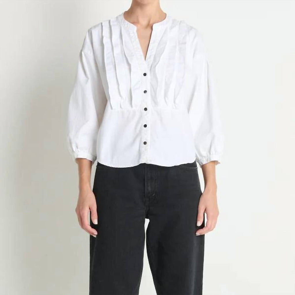 Amelia Ruffle Shirt In Porcelain