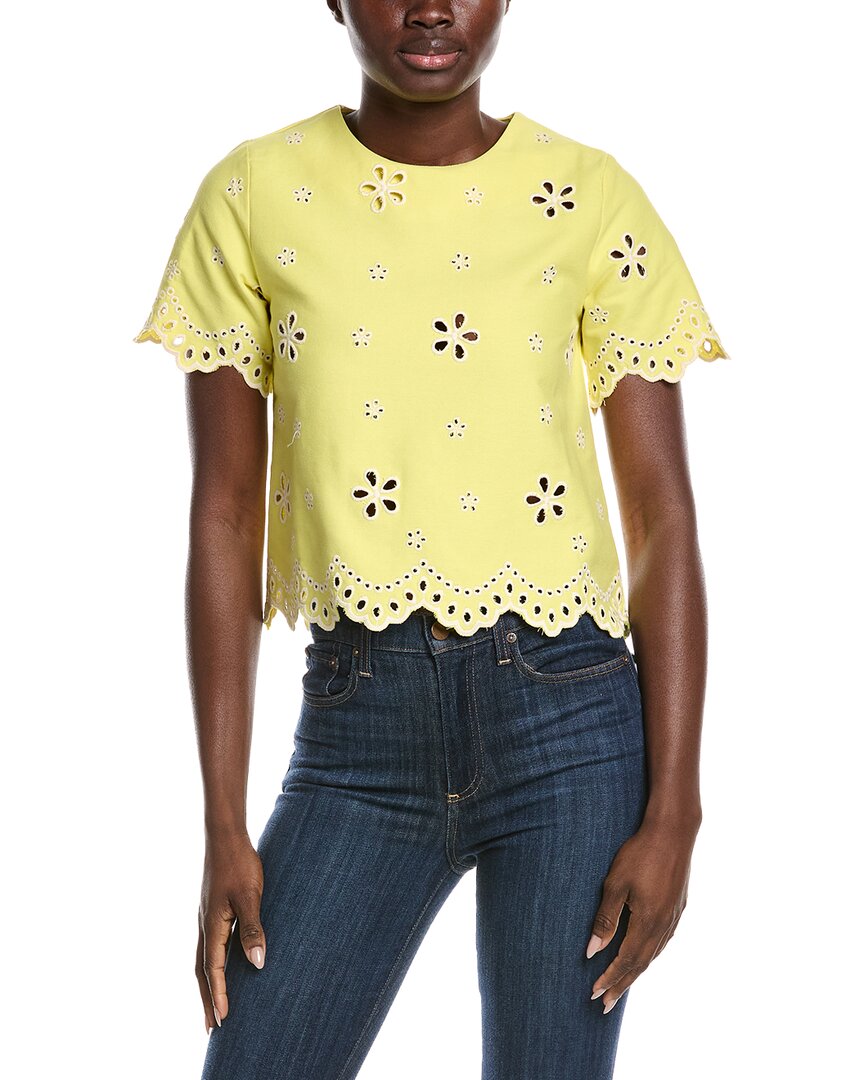 Gracia Embroidered Eyelet Crop Top