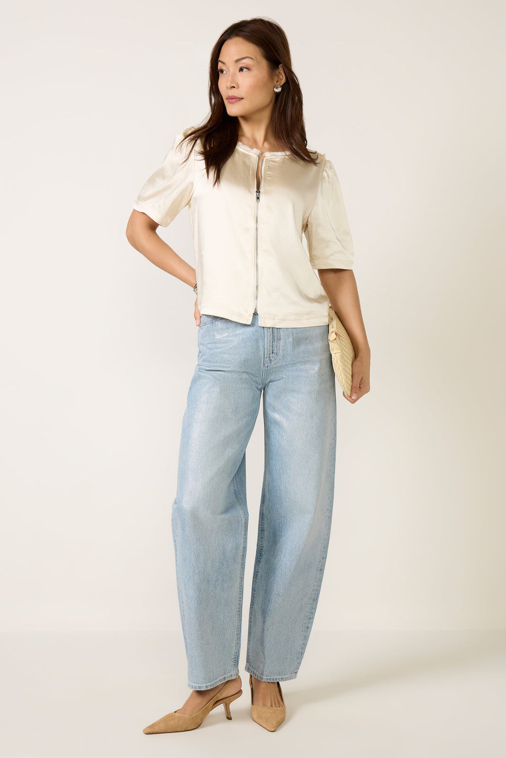 Women's Tilly Satin Zip Up Top