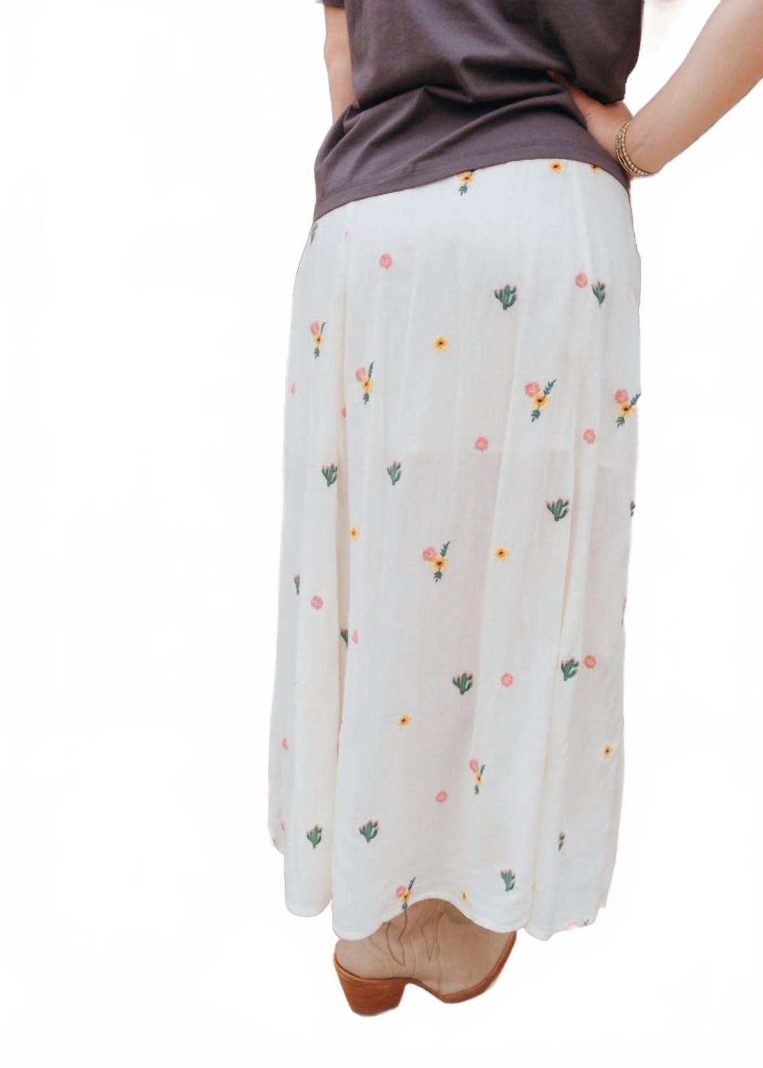 Embroidered Midi Skirt - Plus In Natural