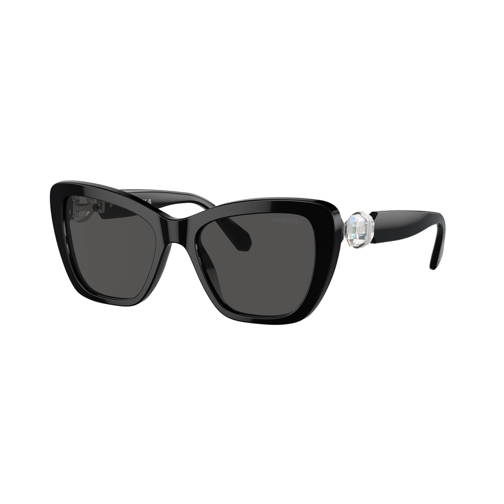 0Sk6018 Oversized Black Cat-Eye Sunglasses with Crystal Embellishments
