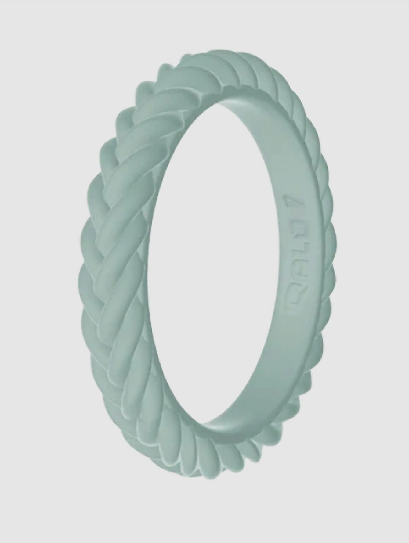 Women's Functional Silicone Wedding Ring In Stackable Eucalyptus And Blush