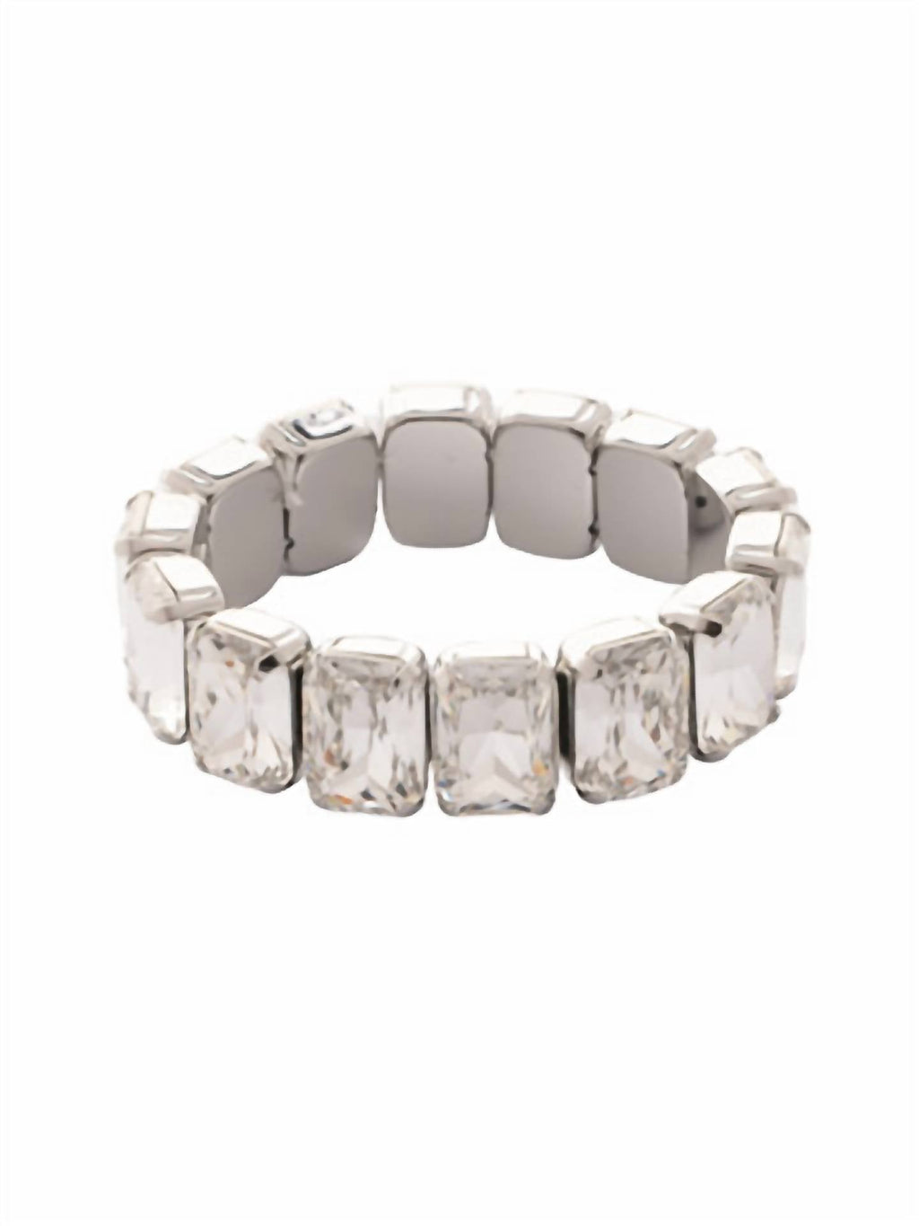 Emerald Cut Stretch Bracelet In Crystal And Palladium