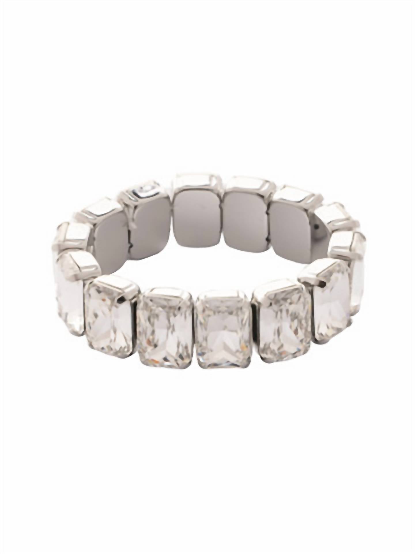 Emerald Cut Stretch Bracelet In Crystal And Palladium