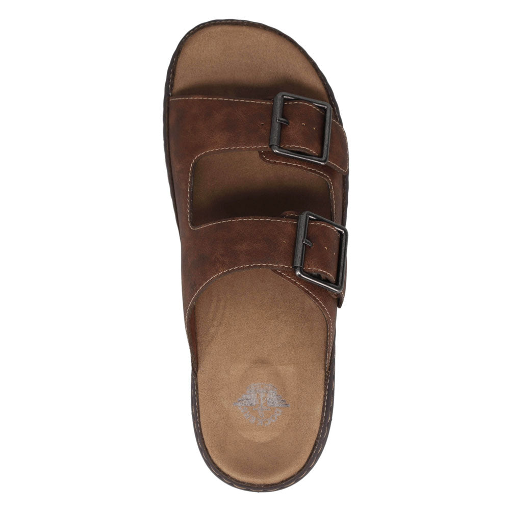 Dockers Mens Santorini Tumbled Full Grain Open Toe Buckle Sandal Slide