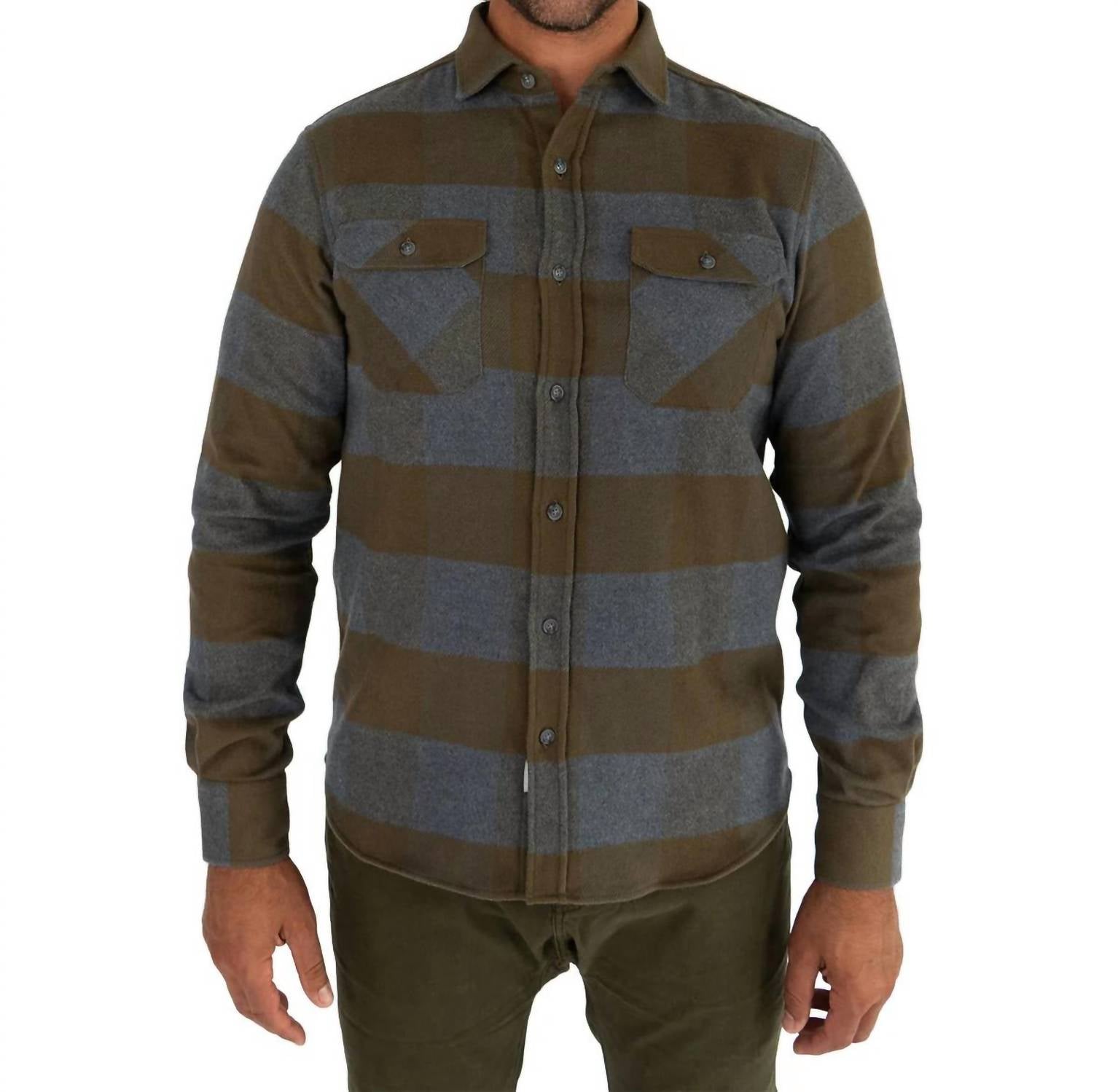 Field Grand Flannel Shirt In Caper Green