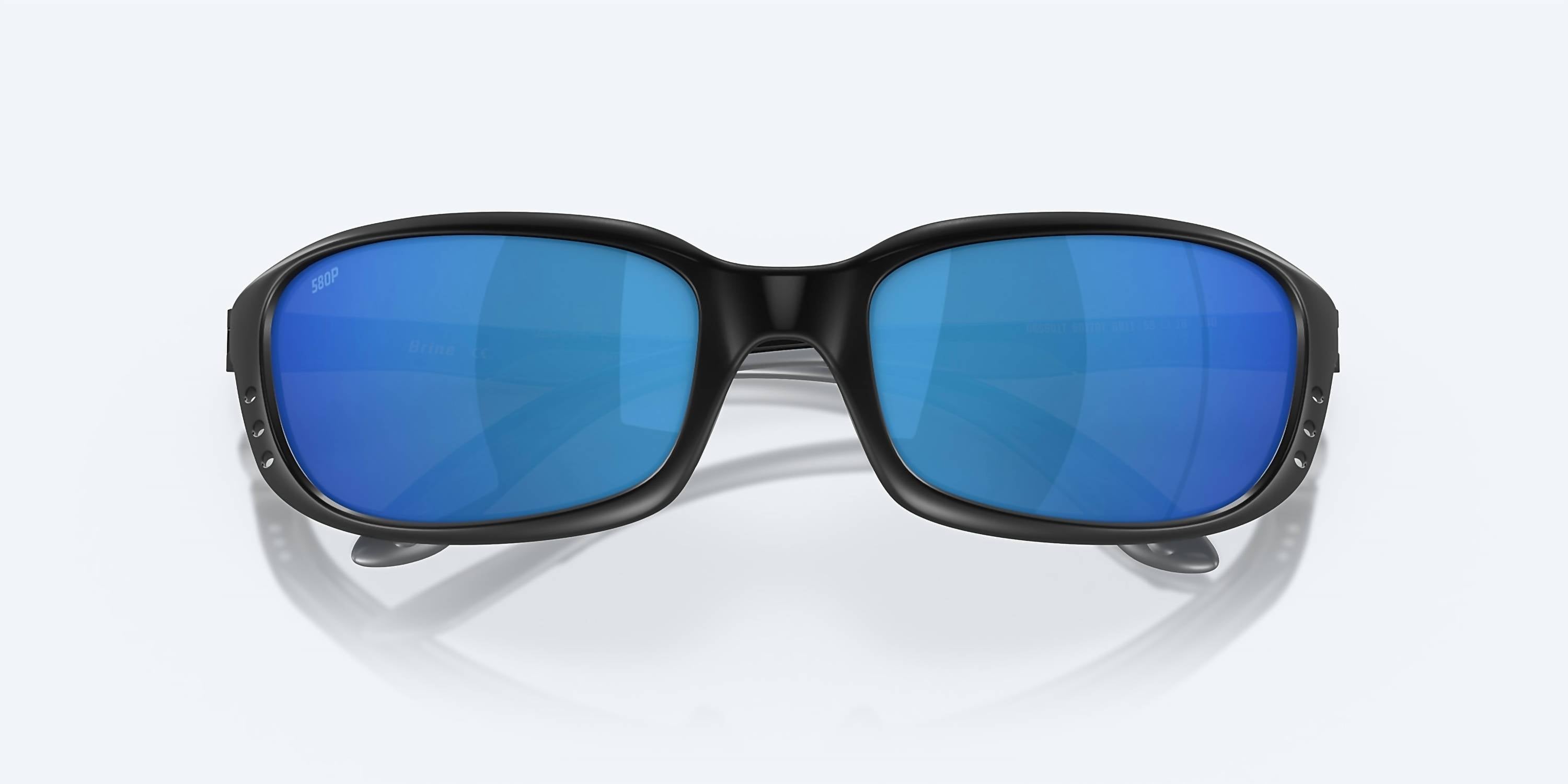 Men's Brine Reader Rectangular Polarized Sunglasses In Matte Black/blue Mirror