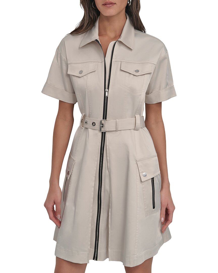 DKNY Shirt Dress with Front Zipper