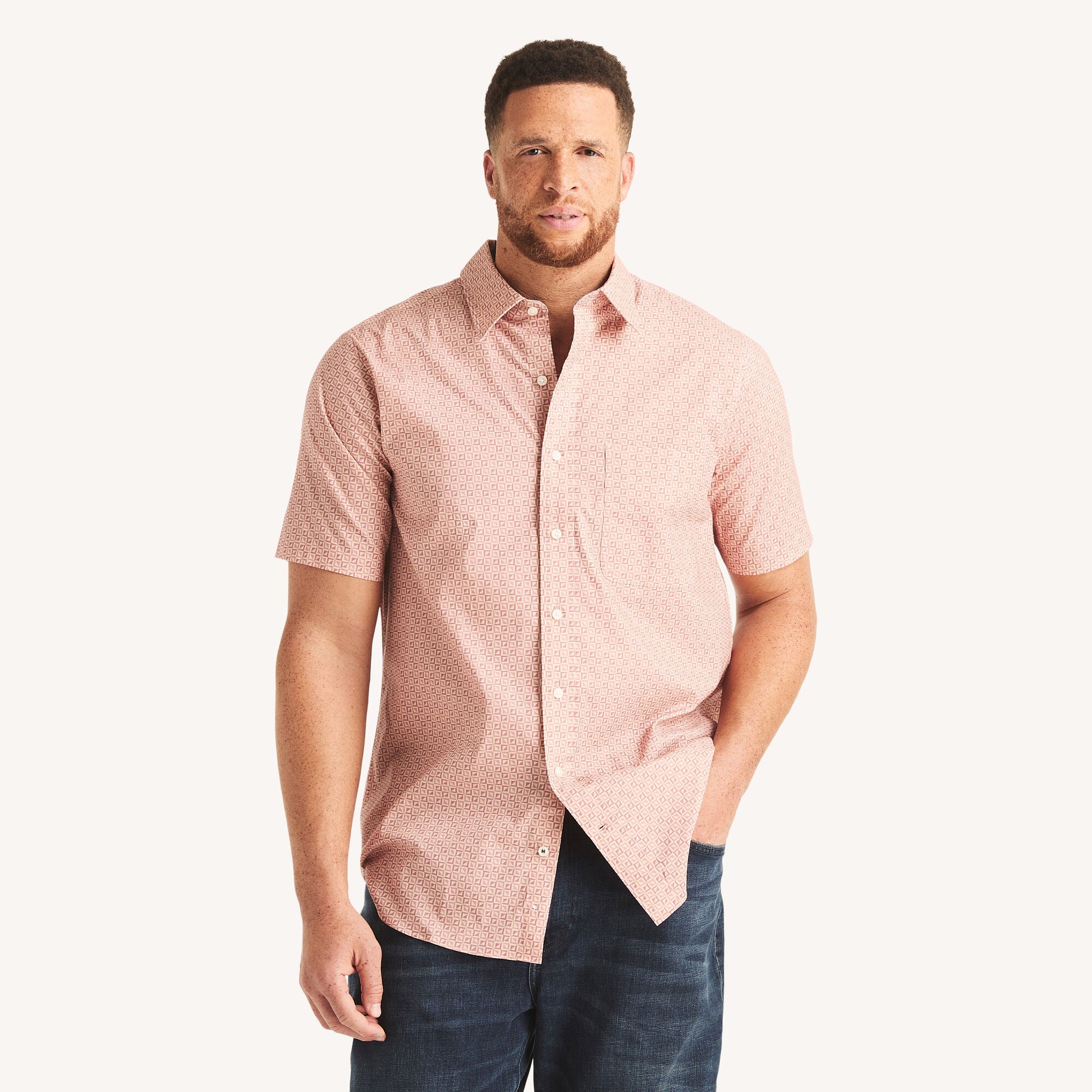 Nautica Mens Big & Tall Printed Short-Sleeve Shirt