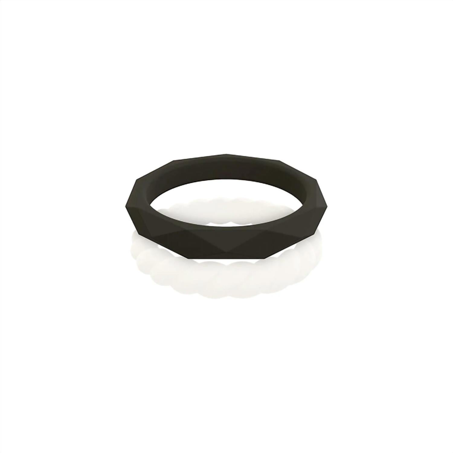 Women's Stackable Silicone Wedding Ring Set In White Black