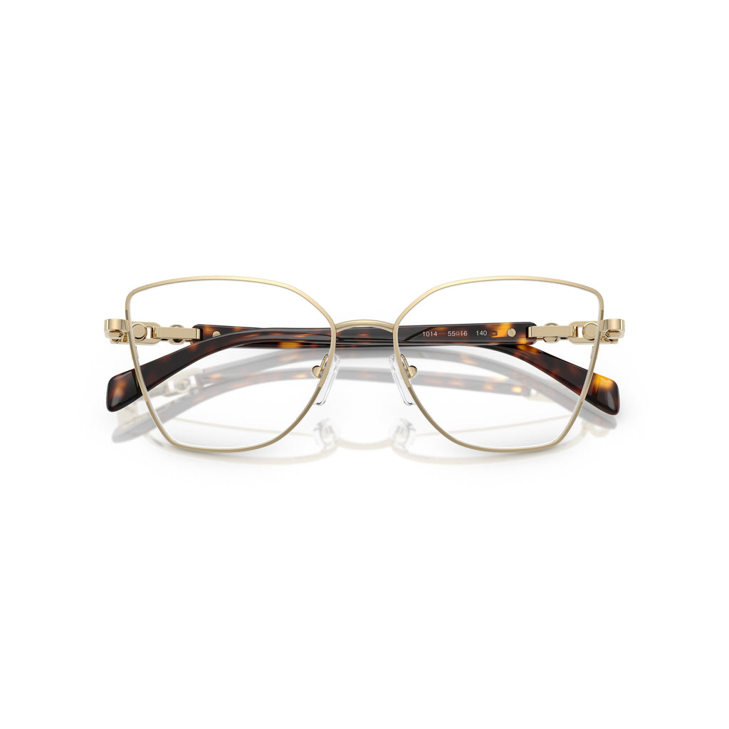0Mk3090 Geometric Metal Frame Eyeglasses with Tortoiseshell Accents