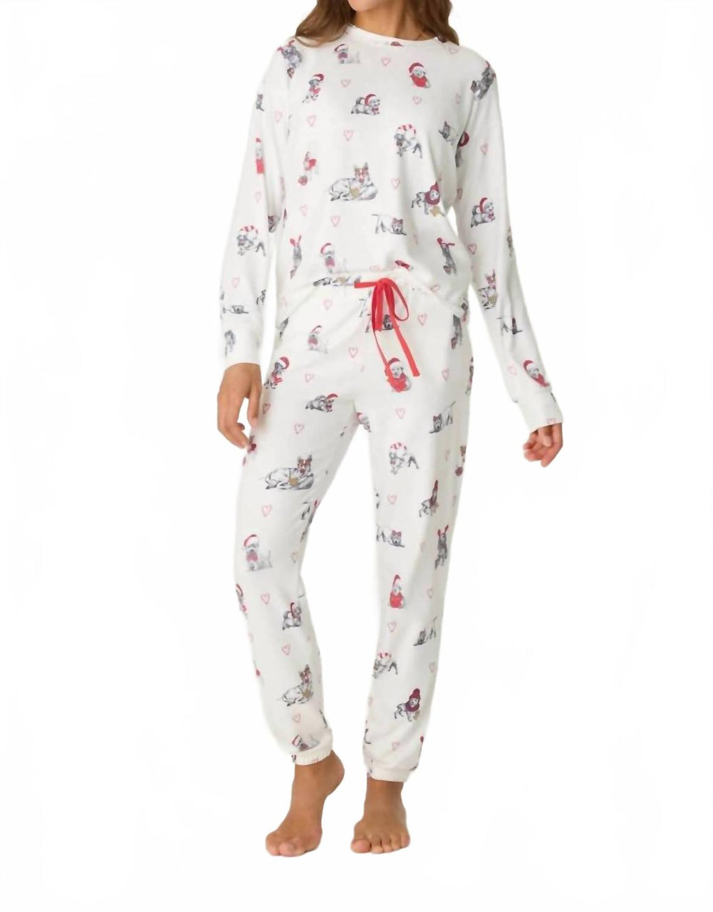 Candy Cane Lane Pajama Set In White