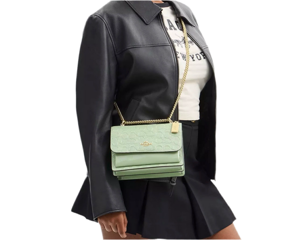 NWT Coach Klare Crossbody Bag In Signature Leather In Gold/Pale Green