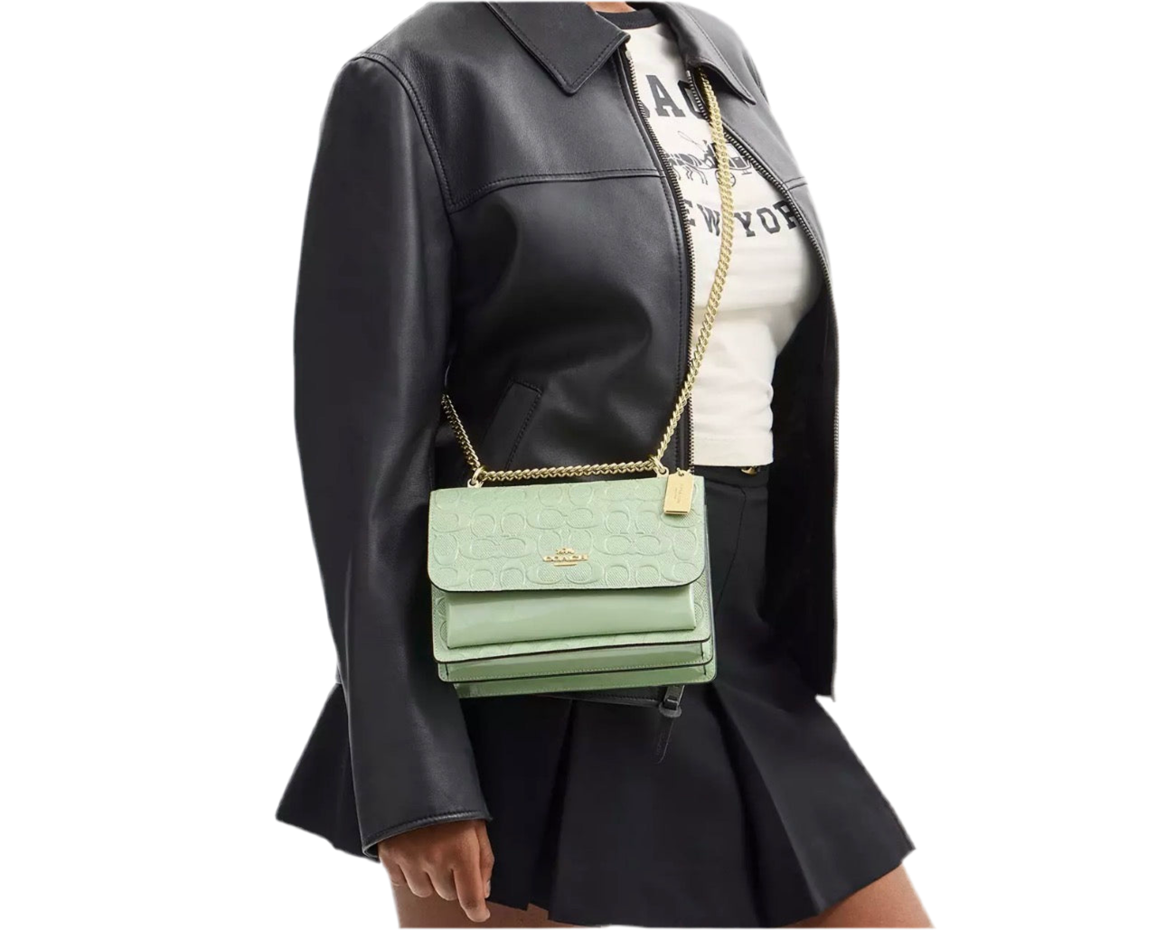 NWT Coach Klare Crossbody Bag In Signature Leather In Gold/Pale Green