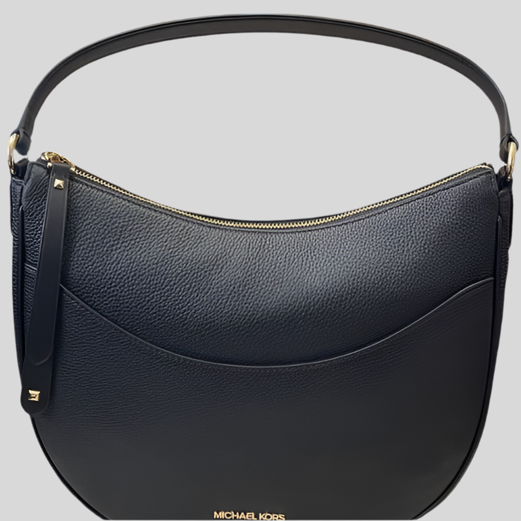 NWT Michael Kors Large Dover Half Moon Shoulder Bag In Black