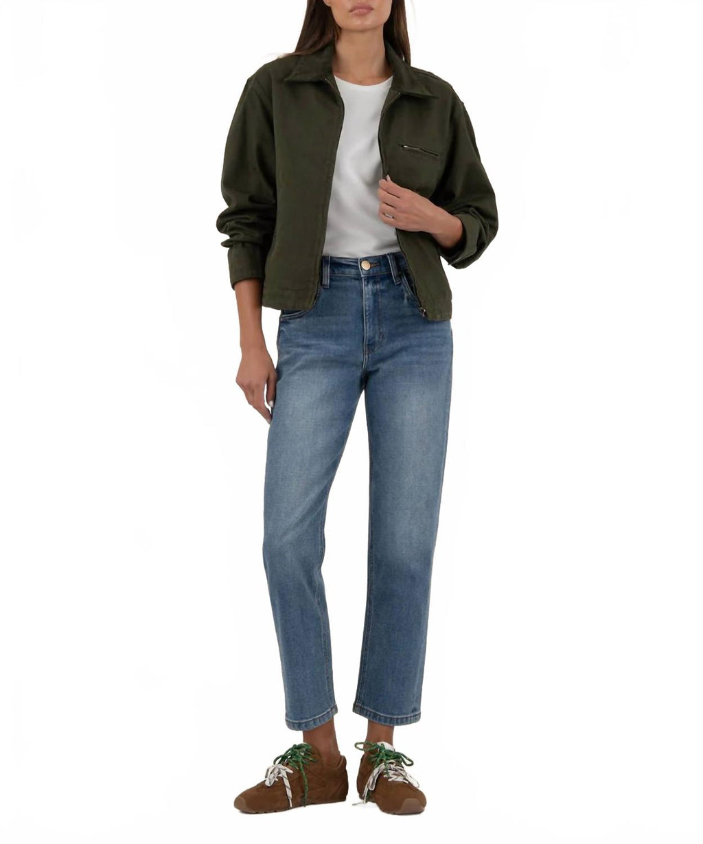 Hudson Zip Front Jacket In Dark Olive