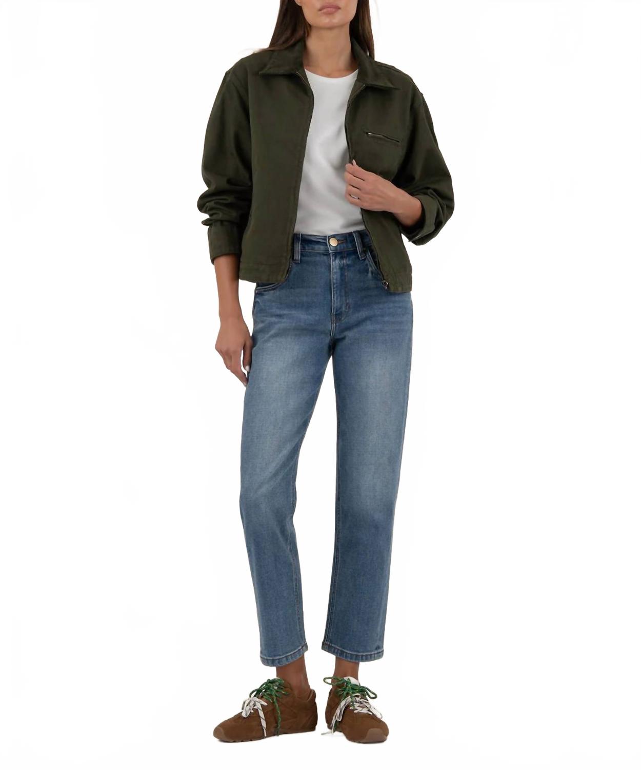 Hudson Zip Front Jacket In Dark Olive