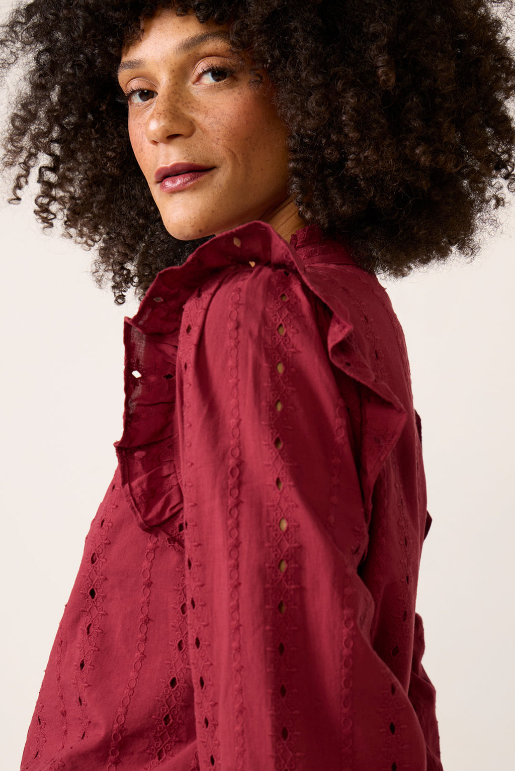 Women's Lia Textured Ruffle Shirt