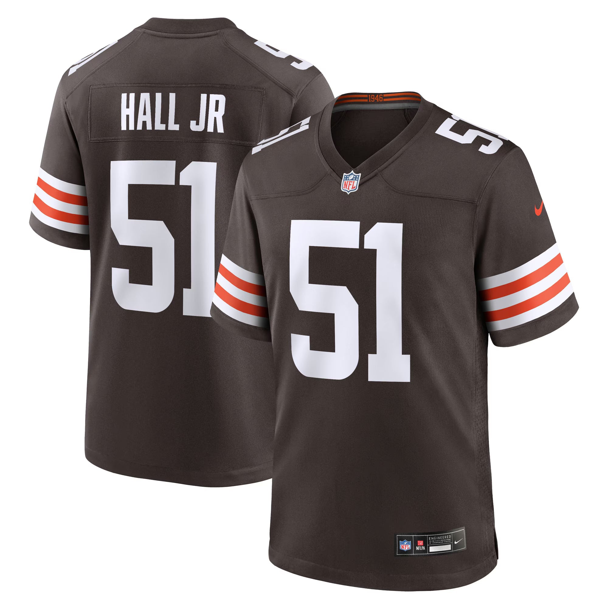 Cleveland Browns Mike Hall Jr. Brown Team Game Jersey