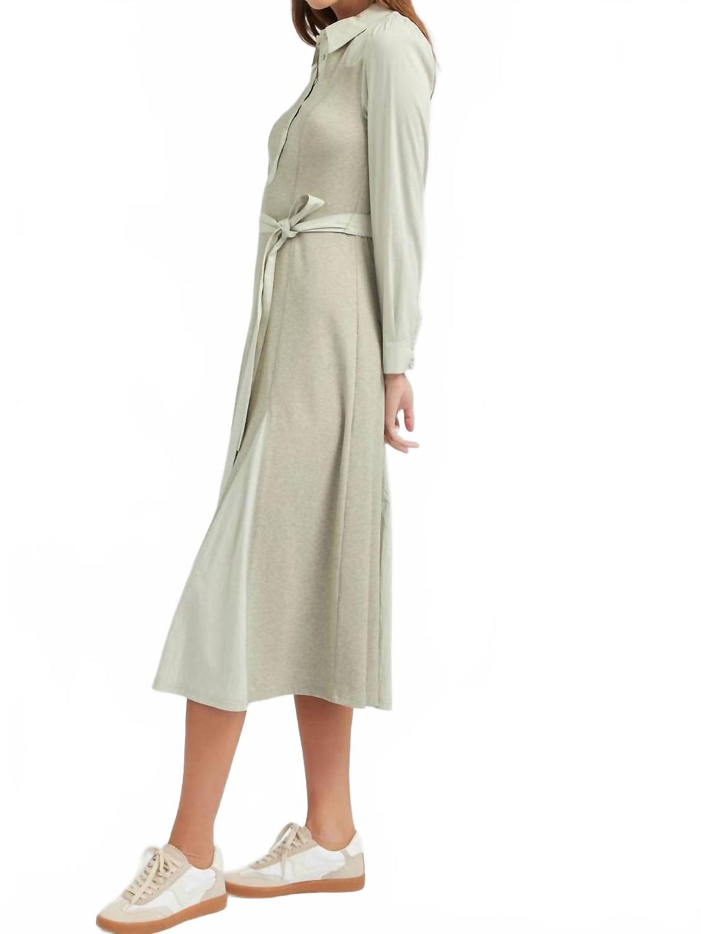 Godet Skirt Ribbed Maxi Dress In Sage