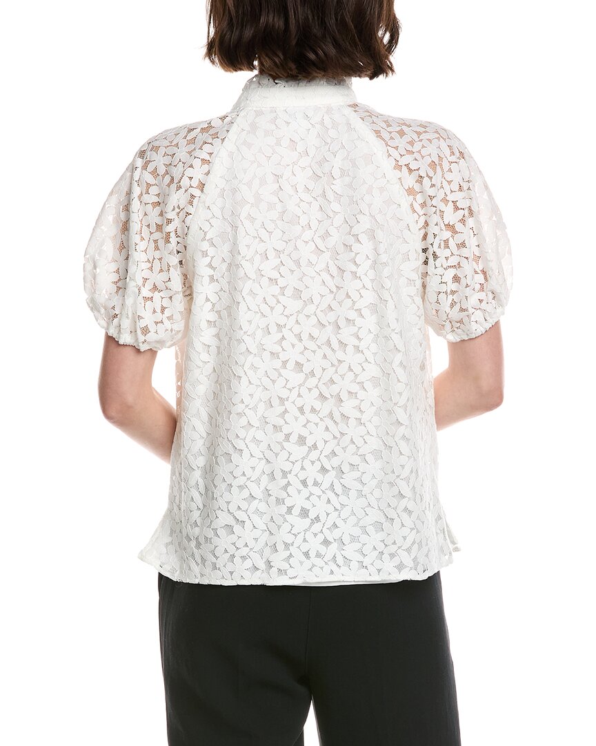 CeCe Ruffle Neck Raglan Seam Split Neck Blouse
