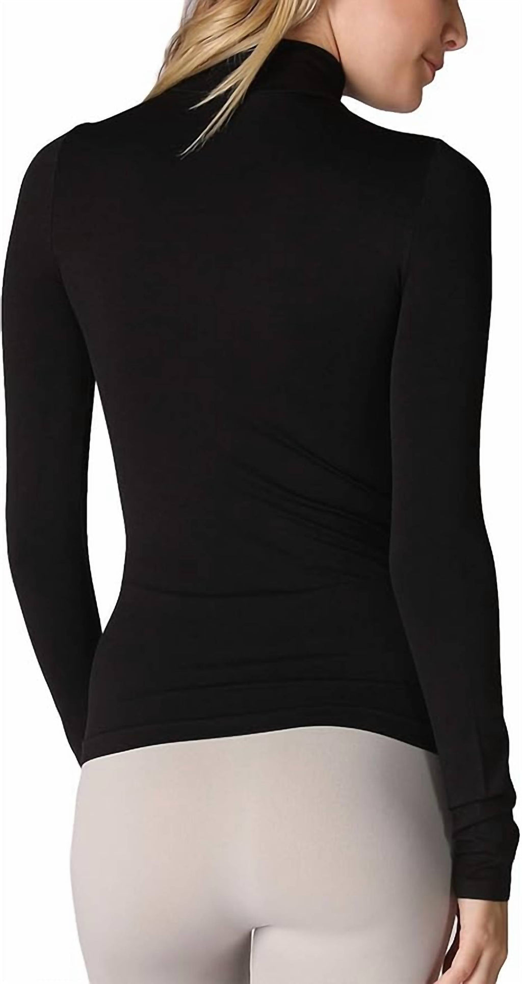 Long Sleeve Turtleneck Top In Black
