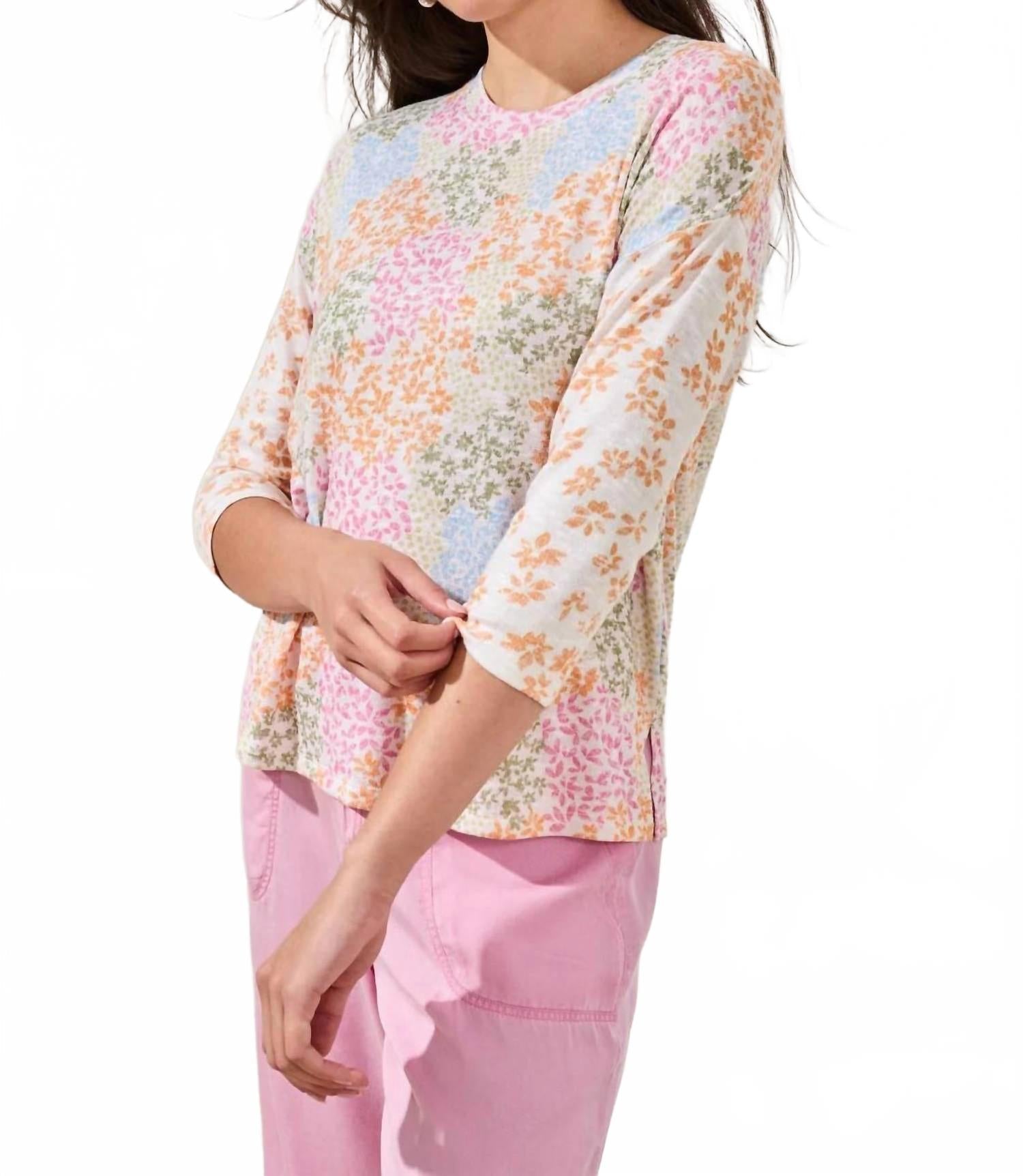Quarter Sleeve Crew Neck Top In Daffodil