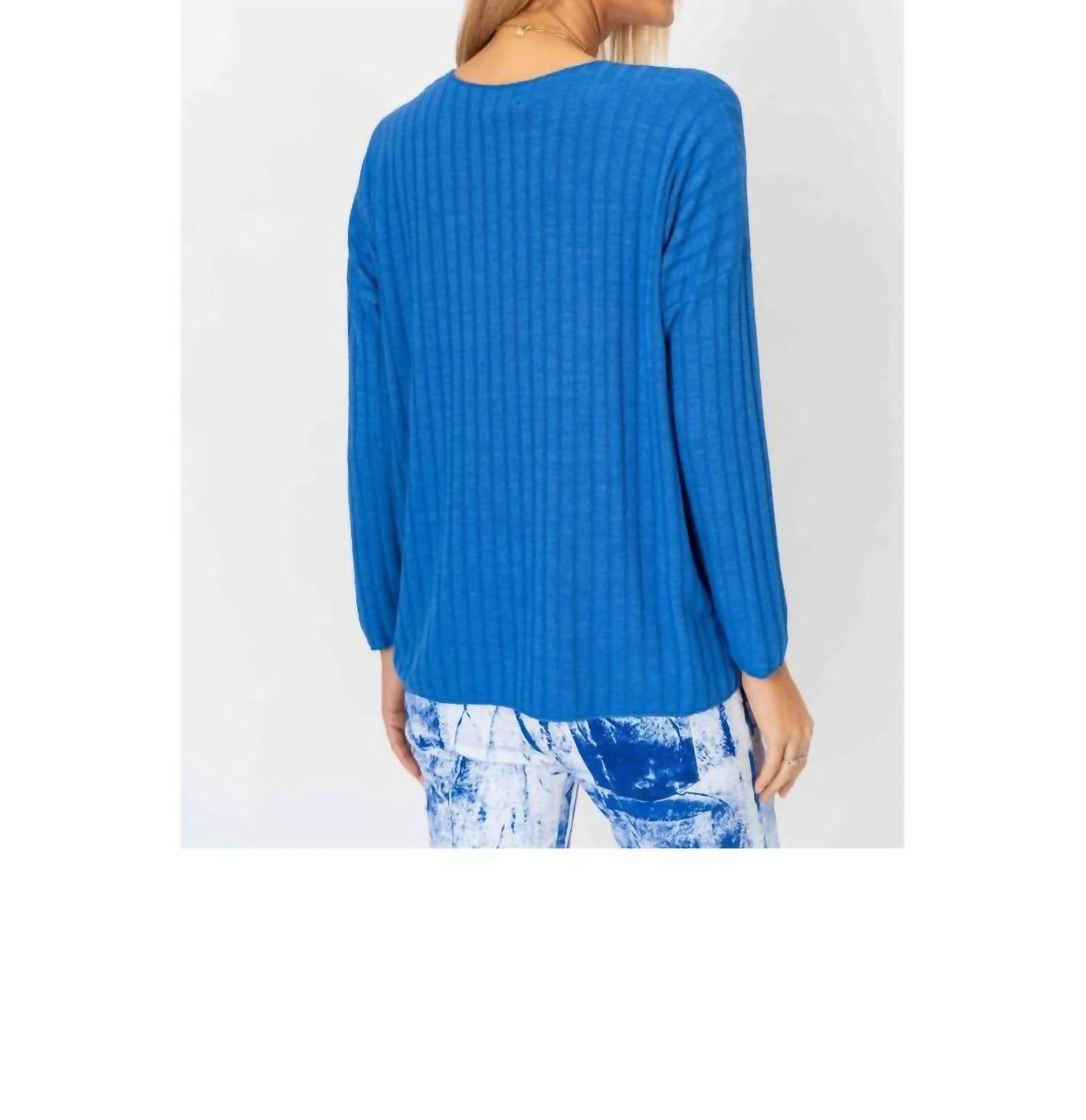 Oversized Ribbed Top In Royal Blue