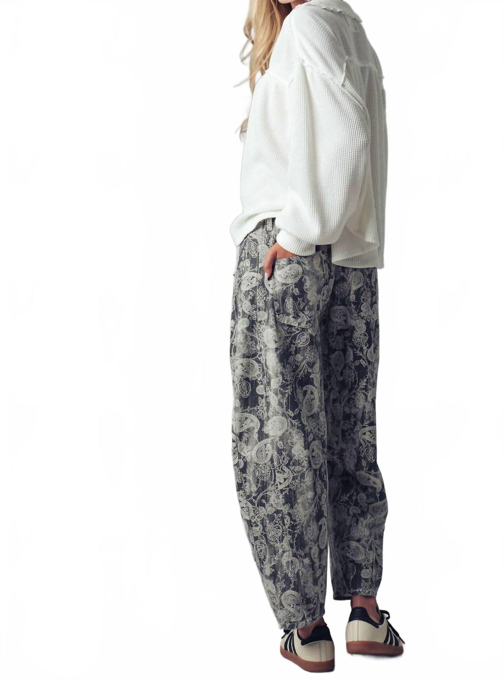 Paisley Print Cropped Wide Leg Pants In Multi