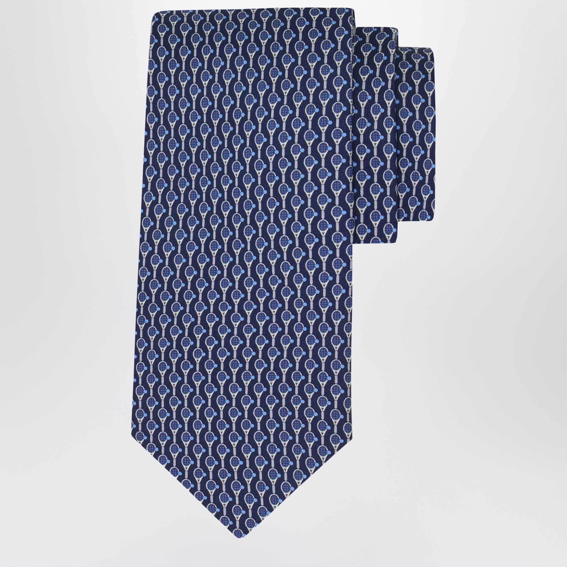 Ferragamo Royal Blue Tennis Print Silk Tie Men