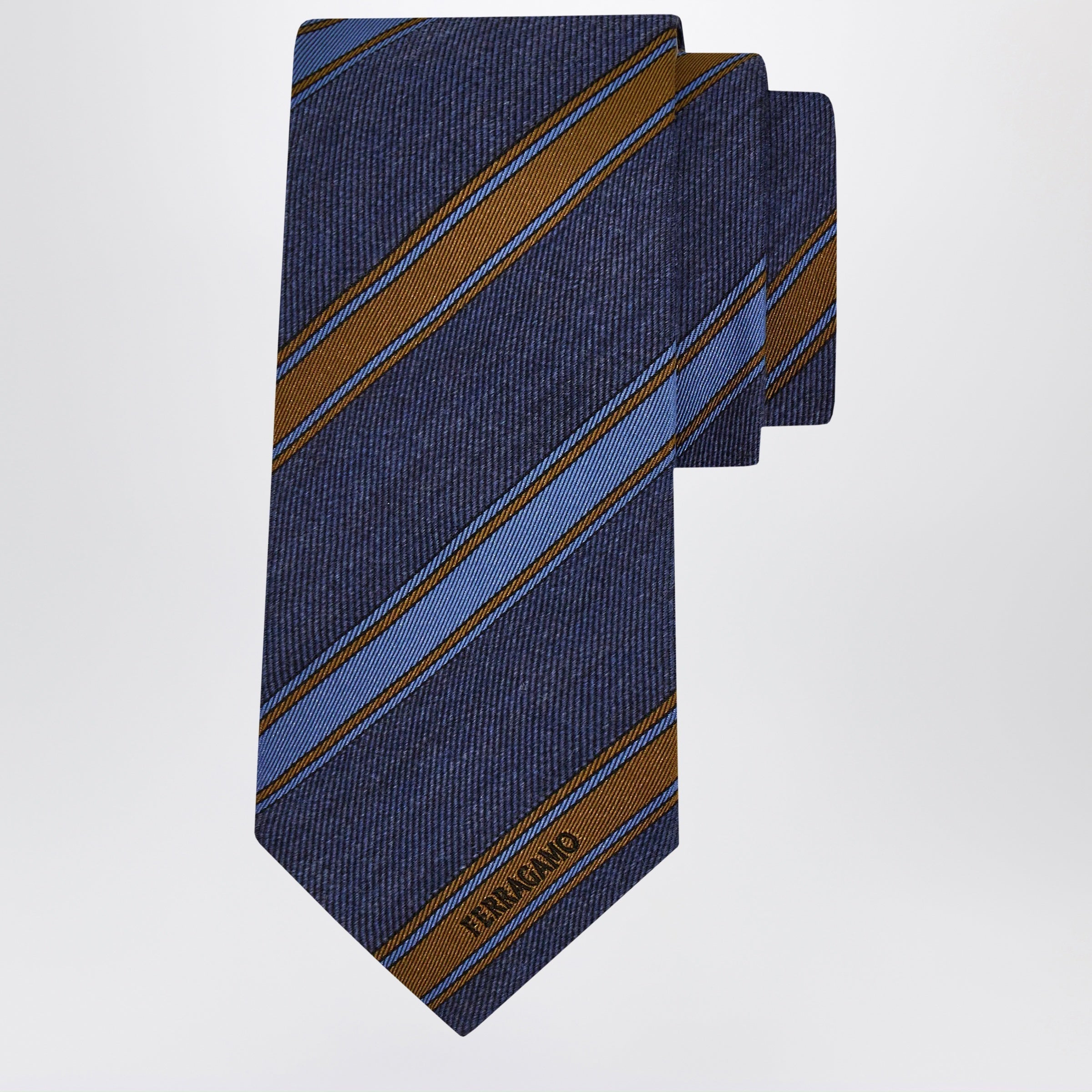 Ferragamo Medium Blue Regimental Jacquard Tie Men