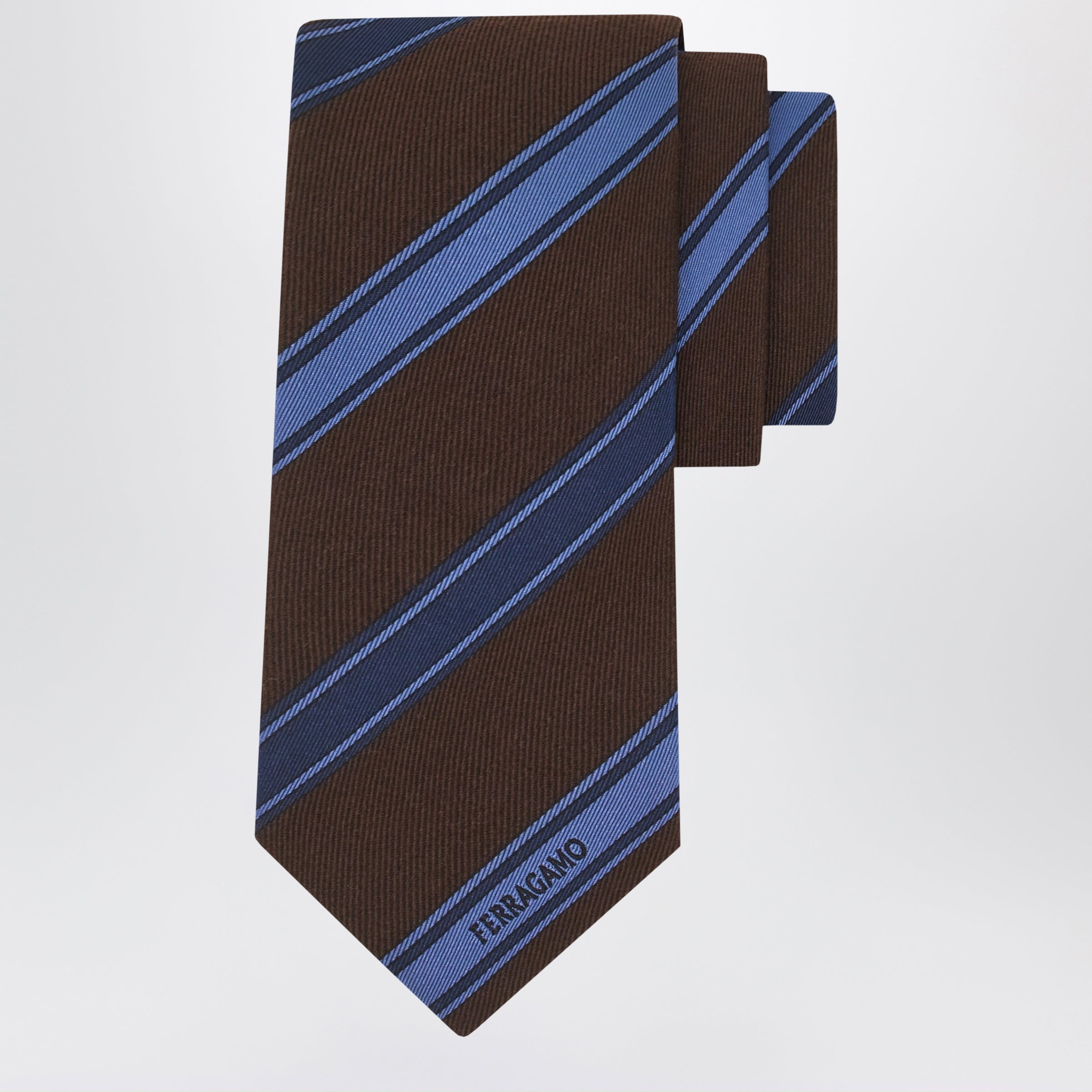 Ferragamo Brown/Green Regimental Jacquard Tie Men