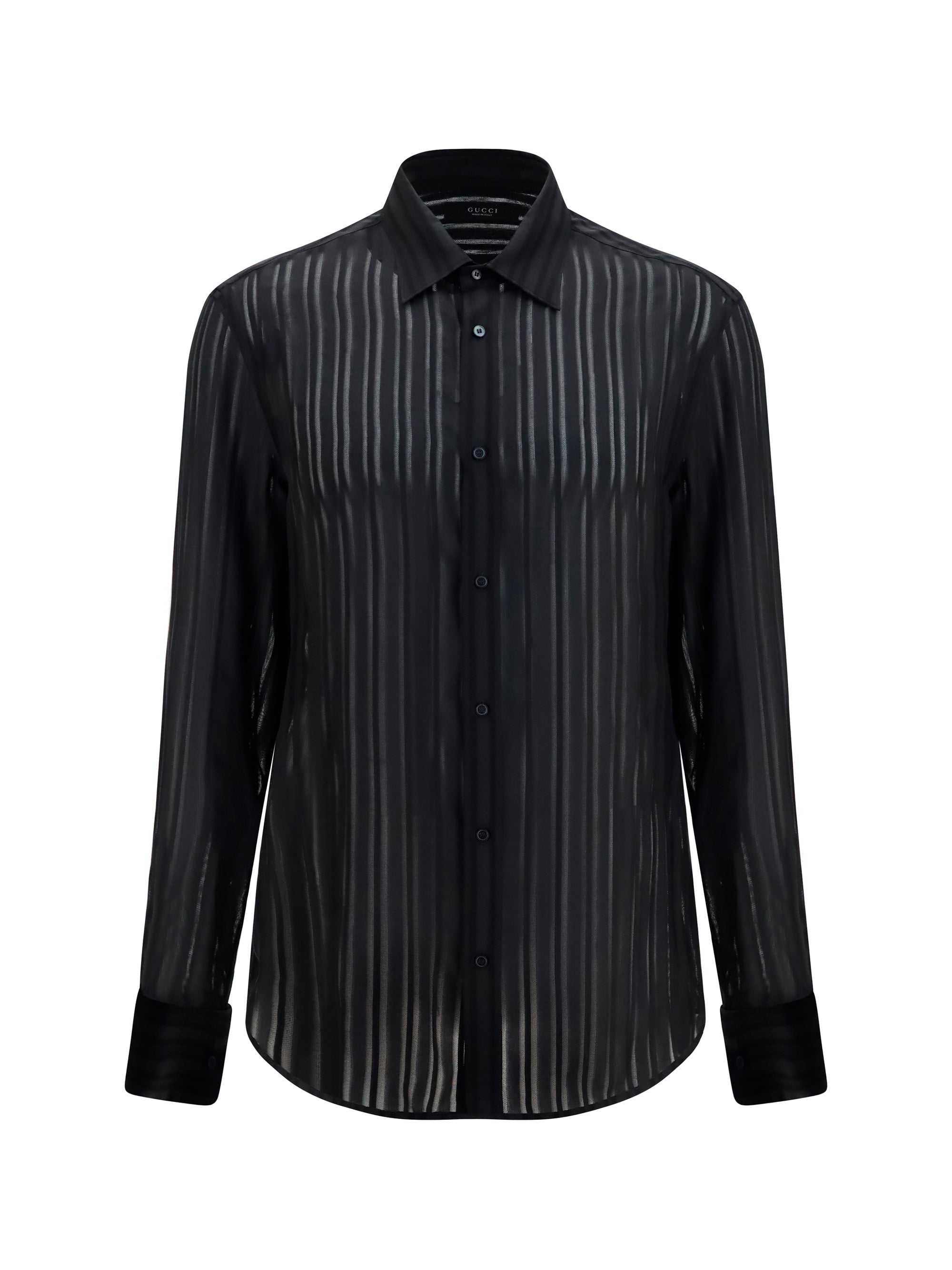Gucci Men Striped Silk Gauze Shirt