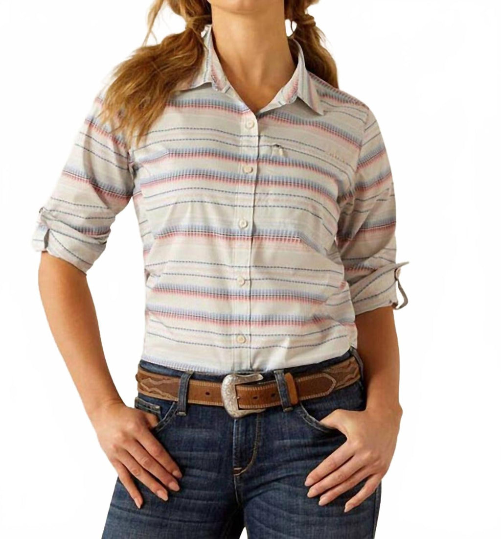 Women's Venttek Stretch Long Sleeve Stripe Shirt In Multi