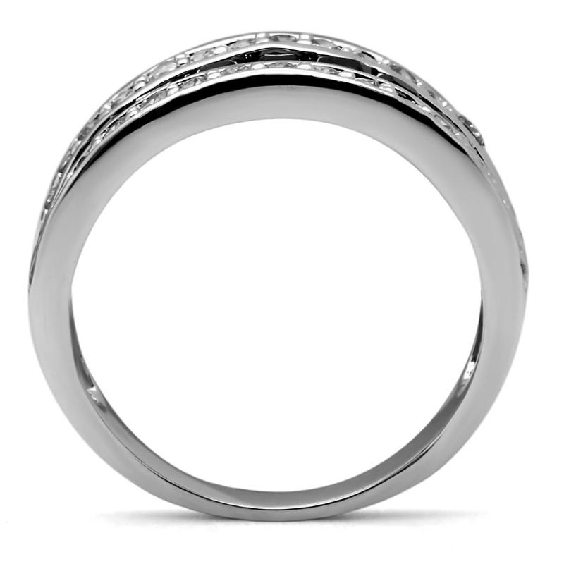 High polished (no plating) Stainless Steel Ring with AAA Grade CZ in Black Diamond