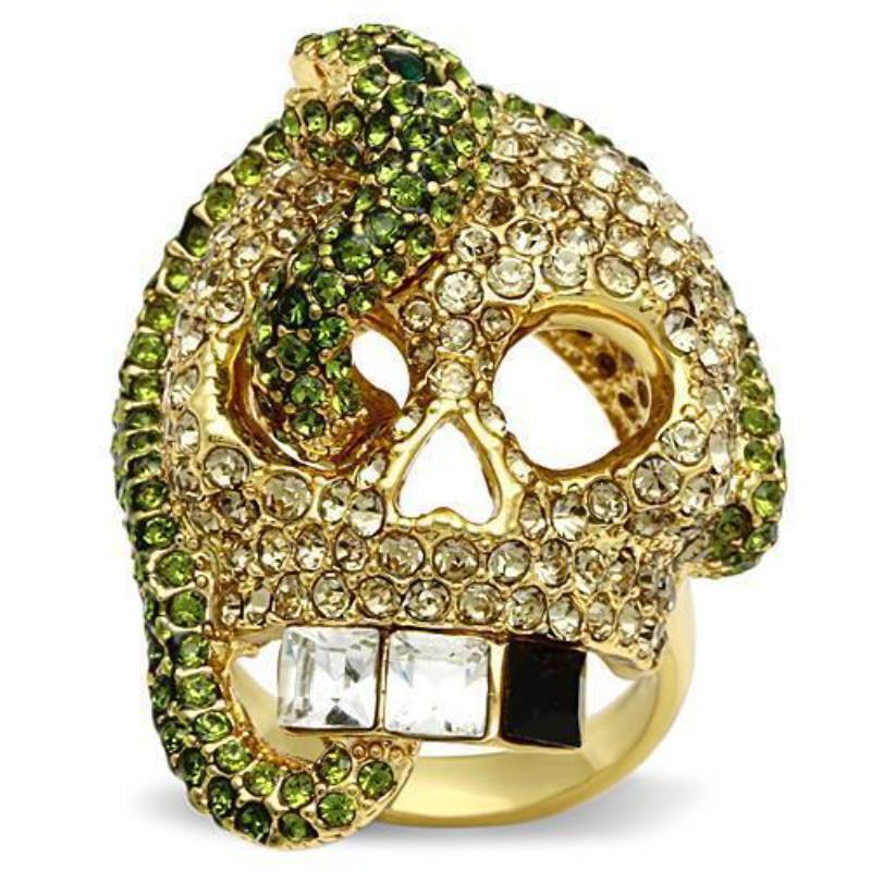 Gold White Metal Ring with Top Grade Crystal in Multi Color